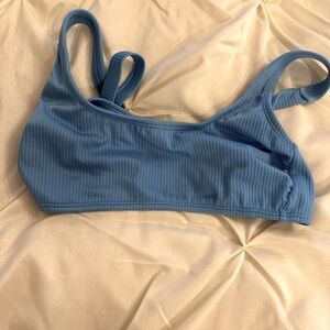 Blue Ribbed Bikini Top